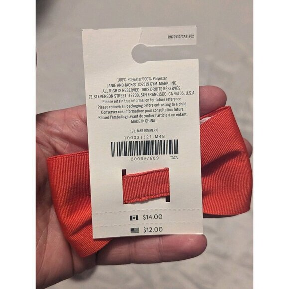 JANIE AND JACK NWT Set of 2 Bows One Coral Red Bow and One Multicolored (1097) - Picture 7 of 8